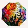 Halloween Stained Pumpkin Moon Round  DecorUmbrella, Portable 3-Fold Compact Umbrella,Christmas Gift ES601