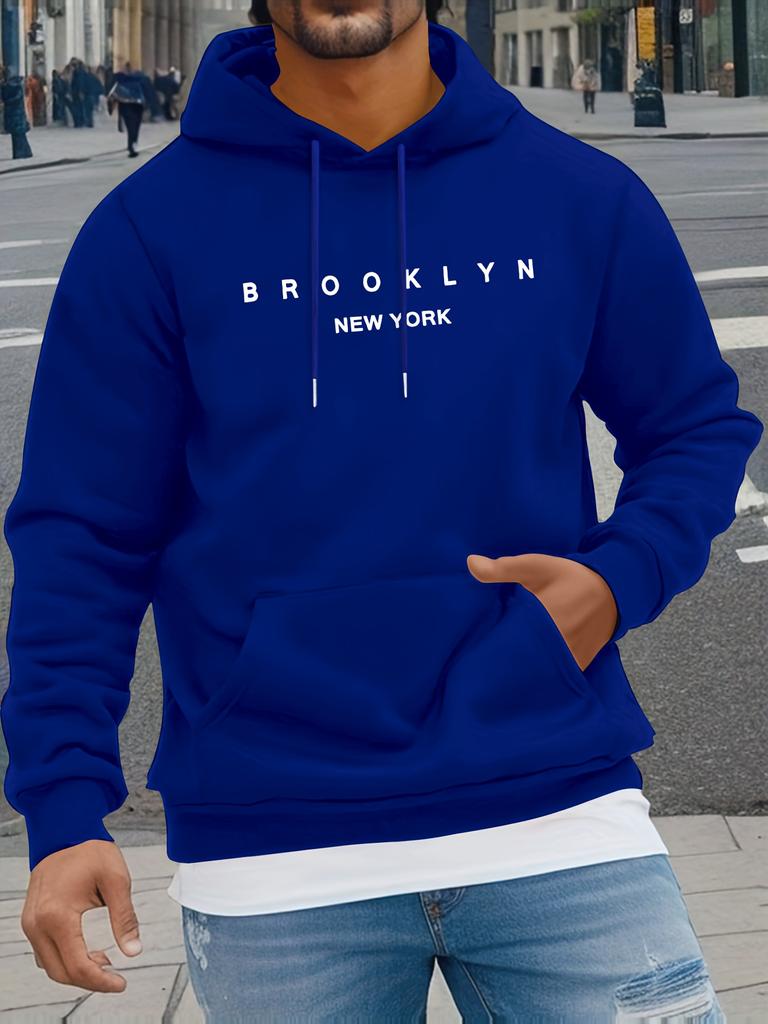 New Style Brooklyn,NewYork-Letter Print Men's and Women's Hooded Sweatshirt.Fall/Winter Outdoor Lightweight and Warm Sweatshirt.