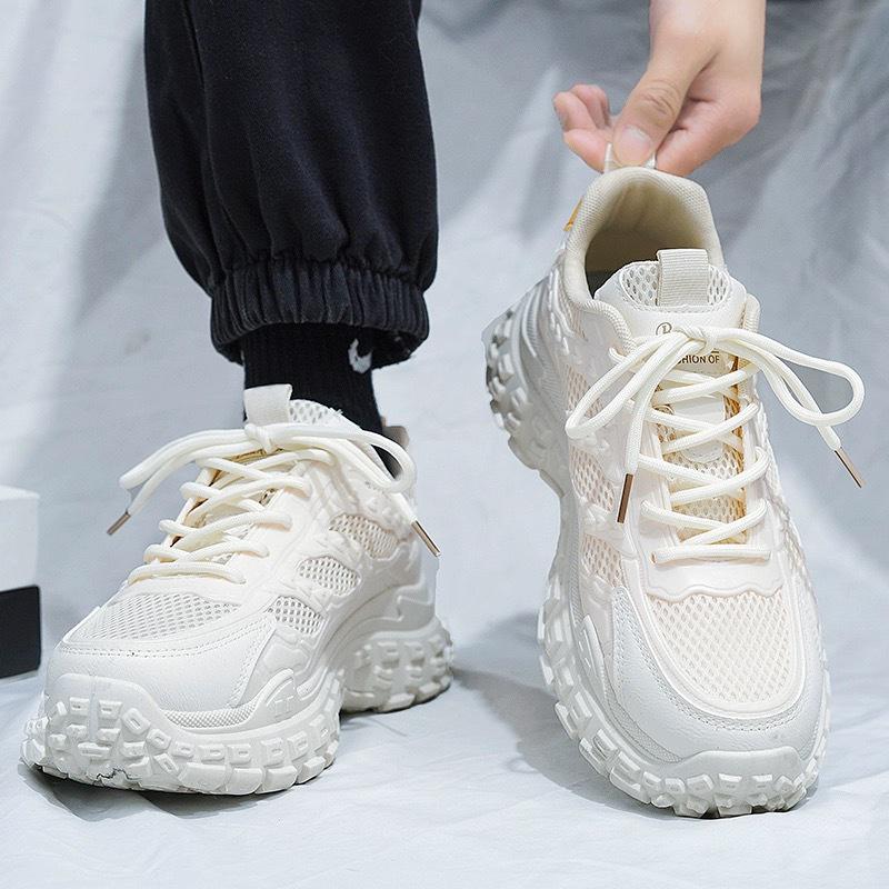 Men's Trendy Spring Mesh Sneakers - Breathable, Thick-Soled, Non-Slip Casual Dad Shoes
