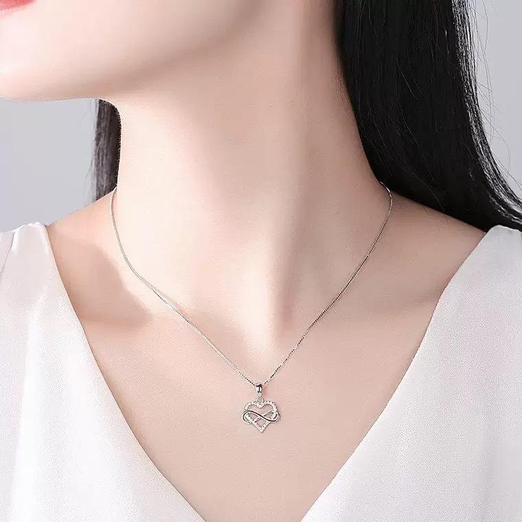 Unendliche Liebe Diamant Herz Anhänger Halskette Für Frauen Minimalistisches Design Zarte Schlüsselbein Kette