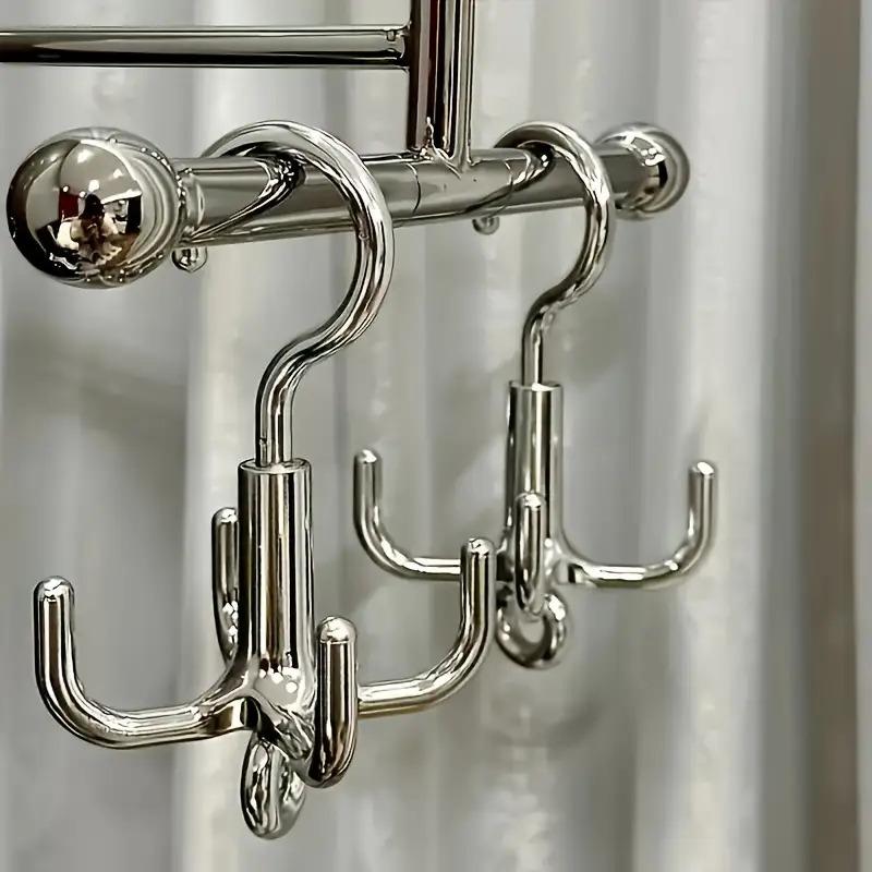 1pc Multifunctional Punch Free 4-Claw Rotating Plastic Hook, Rotation Coat Hanger, Belt Organizer, Scarf Storage Rack