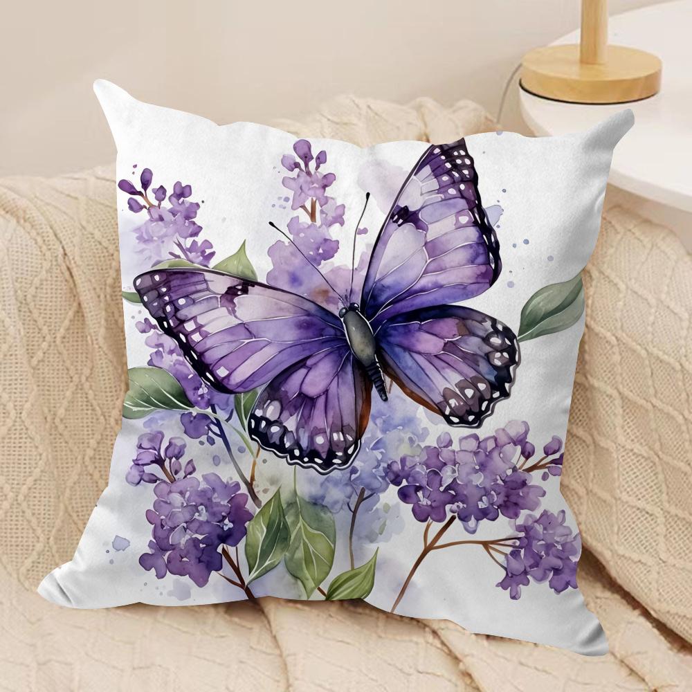 Watercolor butterfly Cushion Cover Soft Plush Fabric DoubleSided Printed Cushion Covers for All Seasons Modern HomeDecor Gift