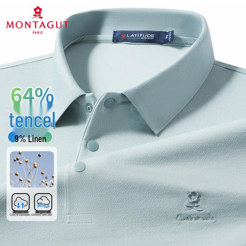 MONTAGUT Men s Tencel-Linen Blend Polo Shirt 2XL