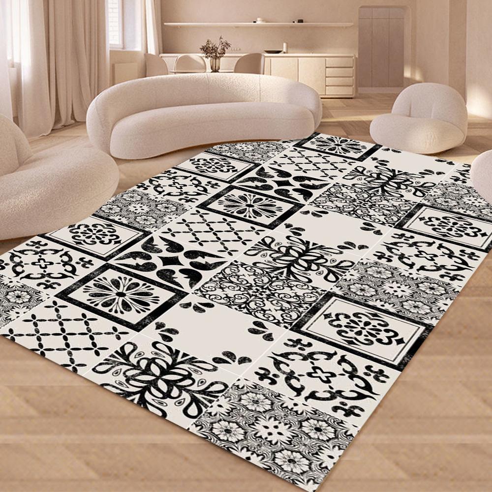 

Retro French Plaid Carpet for Living Room Modern Simple Kitchen Bathroom Doormats Easy To Clean Floor Mat Home Sofa Bedroom Rugs 40x60cm
