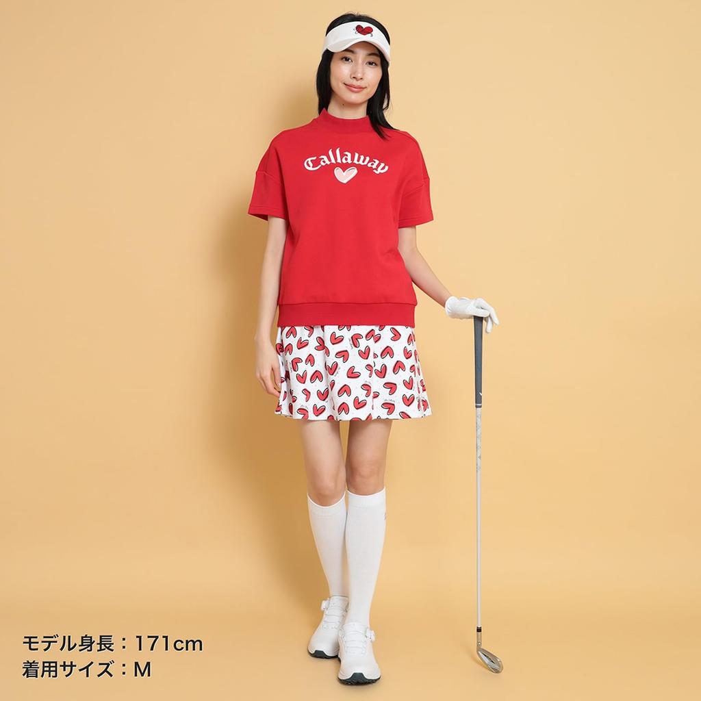 Short Sleeve Mock Neck Sweatshirt Golf C25117222 L [Callaway] Women's [LOVE Series] / / 1100_Red