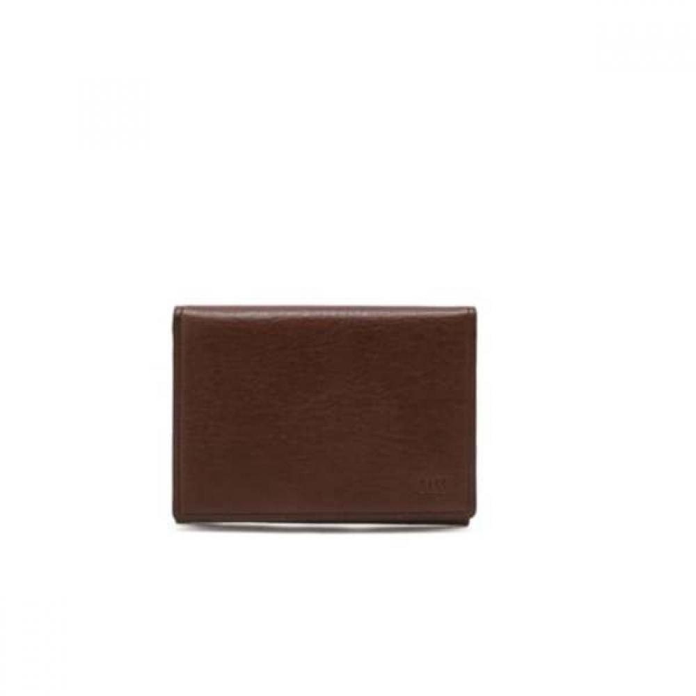 Daks Brown Embossed Logo Cowhide Card Wallet Dbho6el03w3