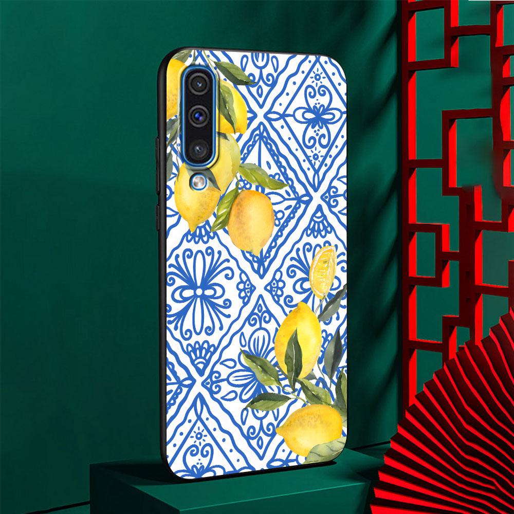 Mediterranean Lemon Case for Samsung Galaxy A10s A50 A50s A02s A03s A20 A30 A20e A70 A70s A20s A30s A10 TPU Black Phone Cover