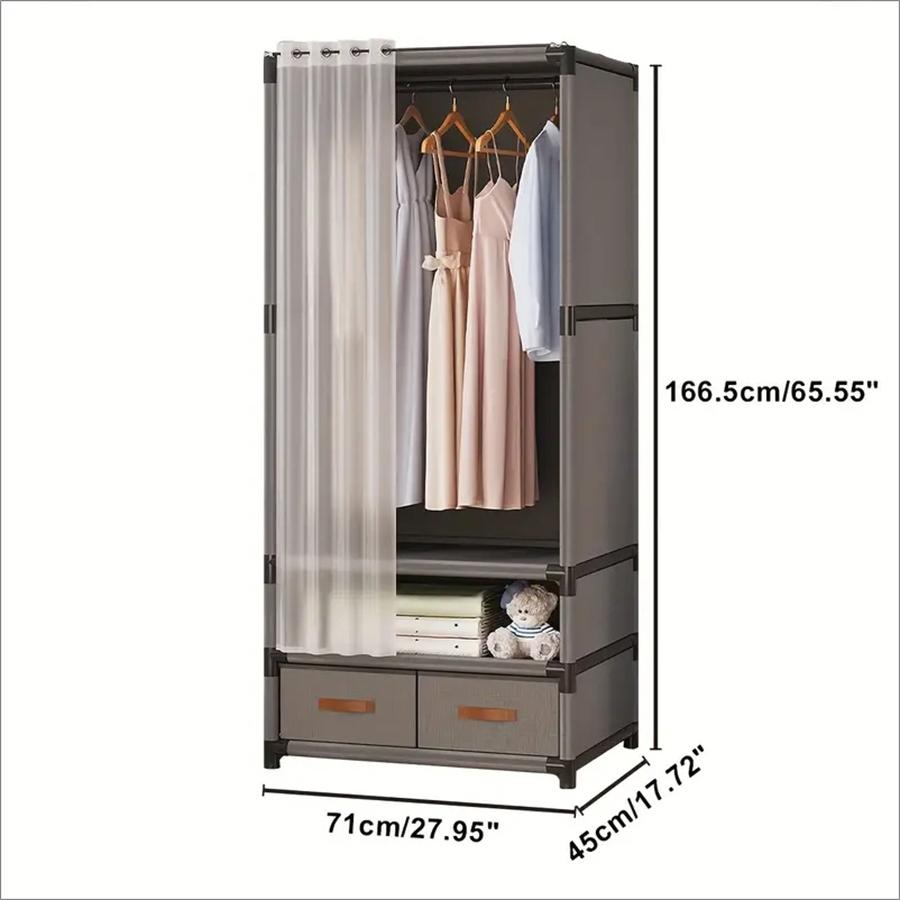 1 buc Organizator de garderobă de sine stătător, Sistem de rafturi portabil cu mai multe niveluri cu husă de praf - Ideal pentru sufragerii, dormitoare