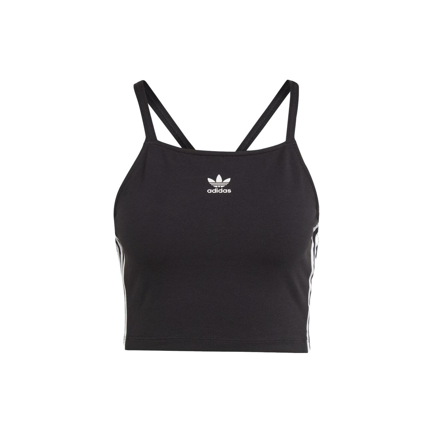 

Adidas Originals Logo Three Stripes Short Sports Tank Top Casual Athletic Women Black IU2405 L