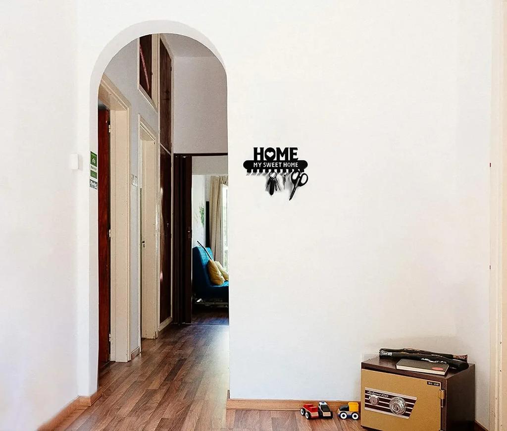 Black Metal Wall-Mounted Key Holder Hooks – Artistic Iron Coat Rack for Entryway, Kitchen, and Home Décor