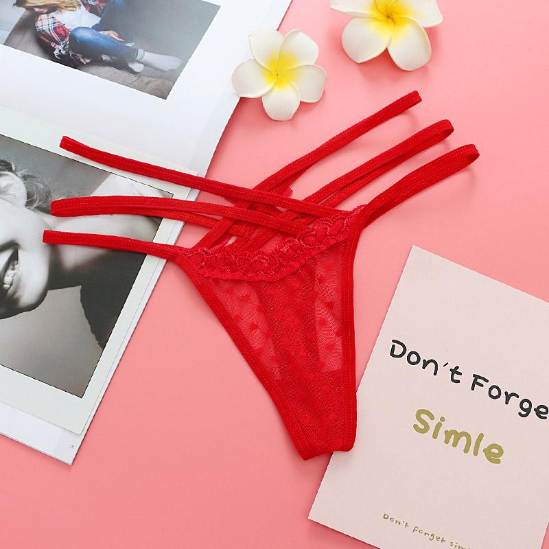 Bragas sexis de hilo de red, Tanga para mujer, ropa interior de tiro bajo, lencería con tiras cruzadas K79