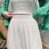 Dimanaf 2025 Summer Women Skirts Vintage Elastic Pleated Elegant White Long Skirts New  Lace High Waist
