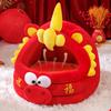 2026 New Year Semi Enclosed Pet House Comfortable Cozy Warm Thickened Festive Celebratory Red Cat Bed Luxury Gifts for Pets