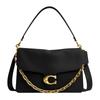 ChainTabby 35 Branded Gold Chain Leather Shoulder Bag Large Women's Black
