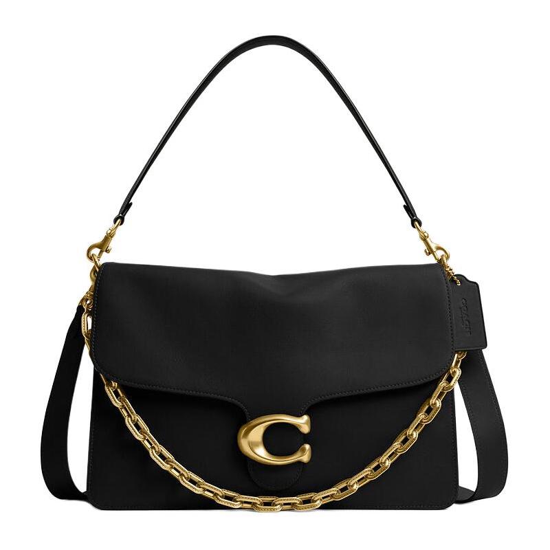 

COACH ChainTabby 35 Branded Gold Chain Leather Shoulder Bag Large Women s Black чорний