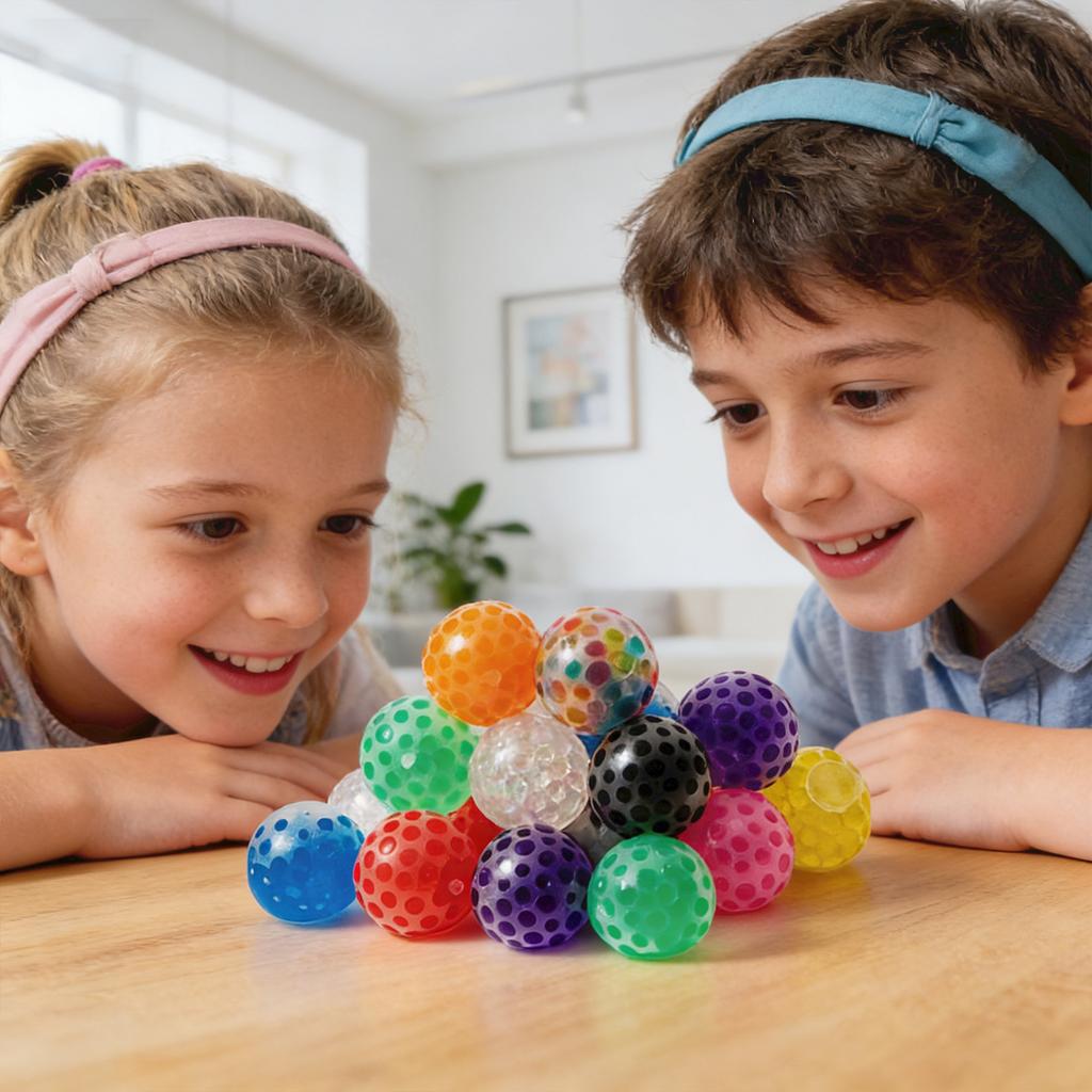 A Set Of 12 Soft Rubber Balls For Stress Relief And Relaxation. Suitable As A Gift For Children.