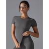 2025 Summer Pure Color Double-Sided Brushed High Elastic Tight Breathable Yoga Clothes Short Sleeve Sports Running Workout T-shirt Women