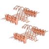 Amber Home Rose Gold Trouser with Connecting Steel Metal Convenient Strong Compact Hangers Hangers, 12-Pack Hooks, Space-Saving Hangers, Storage,