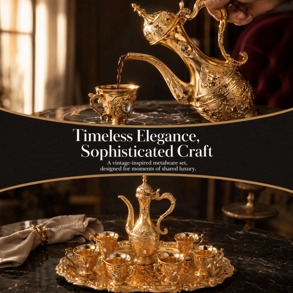 8pcs With Tray Turkish Tea Set 6 Cups Included Wine Glass Pot Set Coffee Pot Set Wedding Decor