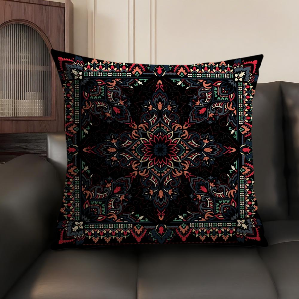 Bohemian Check Pattern Cushion Cover Natural Linen Organic Fabric DoubleSided Printing Sofa Home Decor Gift Pillow Case