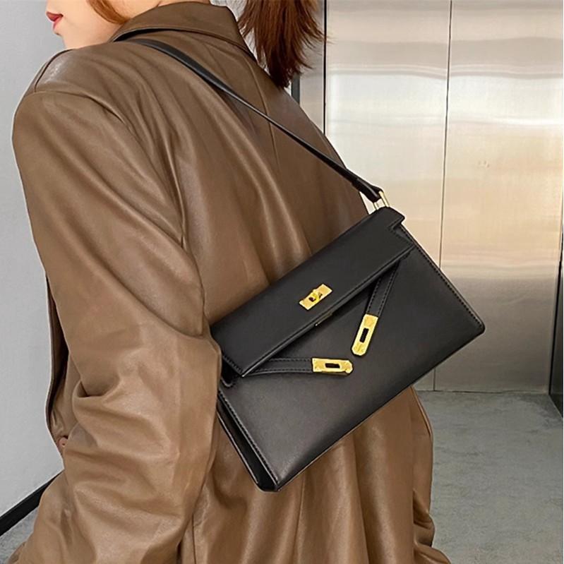 25 New Style High-End Quality Goat Cashmere Goat Leather Gift Bag Kellyelan Underarm Bag Hundred Styles Single Shoulder  Bag