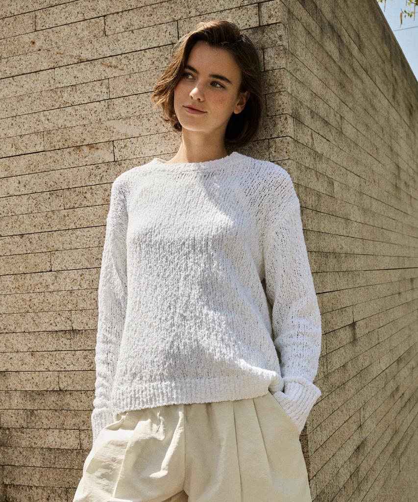 SHINE ON YOU Cotton Blend Loose Knit_ White