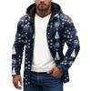 Christmas Print - Men's Casual Long-Sleeved Zippered Hooded Sweatshirt Jacket
