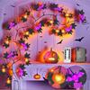 LED Halloween Garland with Orange Pumpkin Willow Vine Twig Bat Lights 8-Modes Battery Operated Waterproof Decorations for Indoor