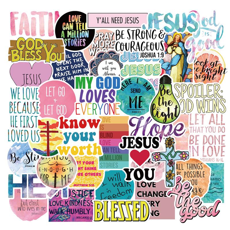 50 Pack Jesus Jesus Christian Faith Quotes Sticker Stickers