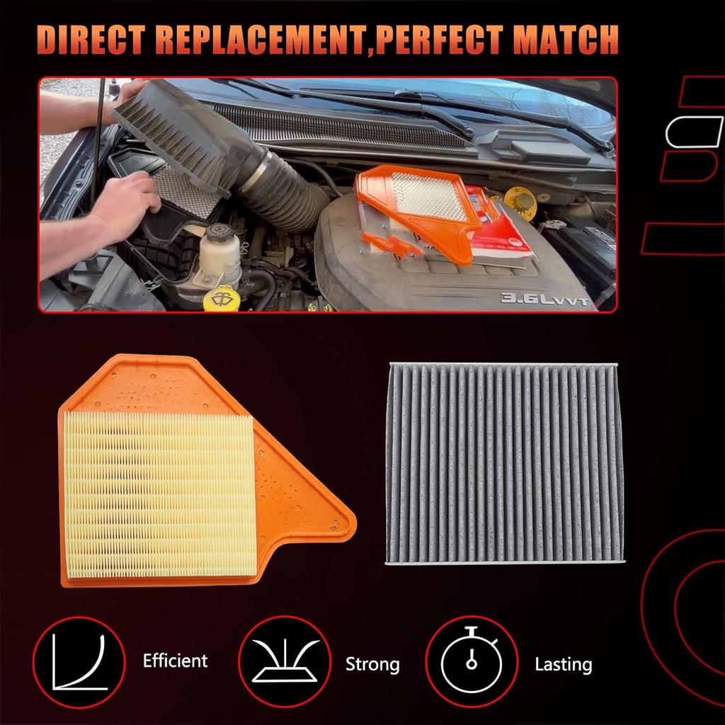 Engine And Cabin Air Filter Compatible With Chrysler Dodge Volkswagen Vehicle Town & Country 2011-2016, Grand Caravan 2011-, C/V 2012-2015,