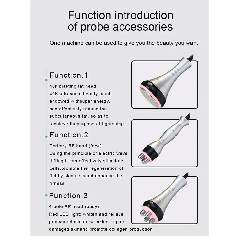 3-in-1 40K Beauty Device RF Ultrasonic Cavitation Red Light Therapy Body Contouring Machine