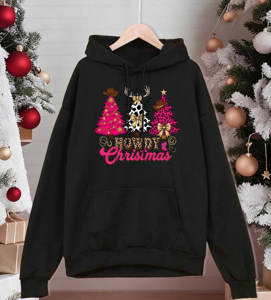 Merry Christmas Howdy Trees Printed Men Hoody All-Match Oversized Sportswears Fashion Hip Hop Hoodies Autumn Fleece Male Clothes
