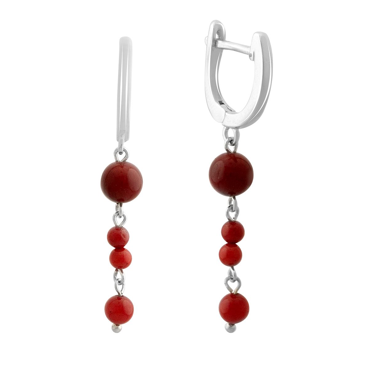 

Срібні сережки з фіанітами (2143550) червоний