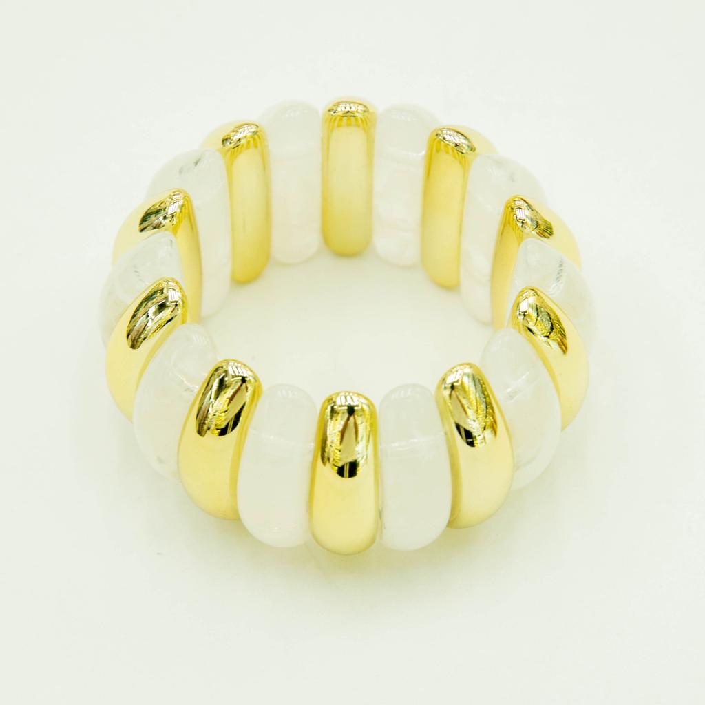 15 Style Vintage Minimalist Elegant Coffee White Resin Elastic Bangle Smooth Open Bracelets Women Daily Holiday Jewelry