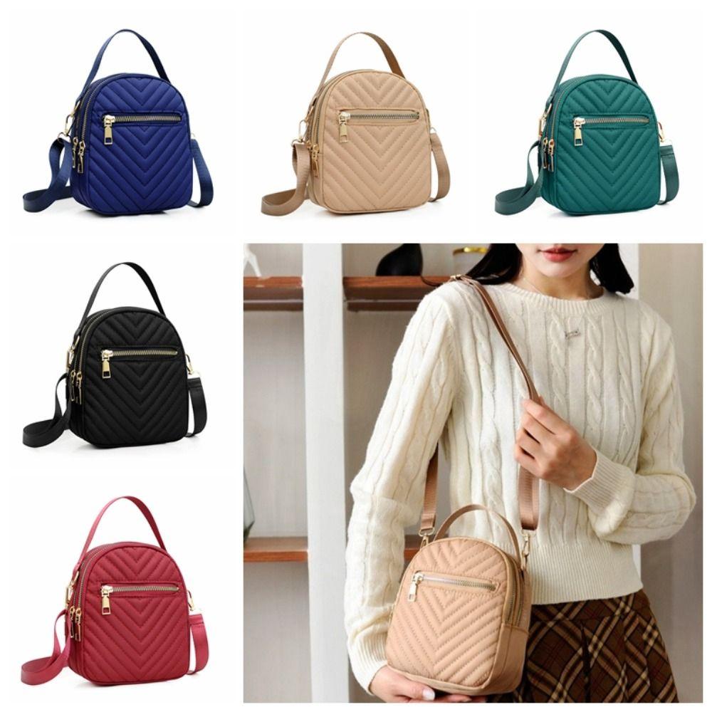 Oxford Shoulder Bag Solid Color Small Phone Bag Casual Zipper Crossbody Bag Storage Bag
