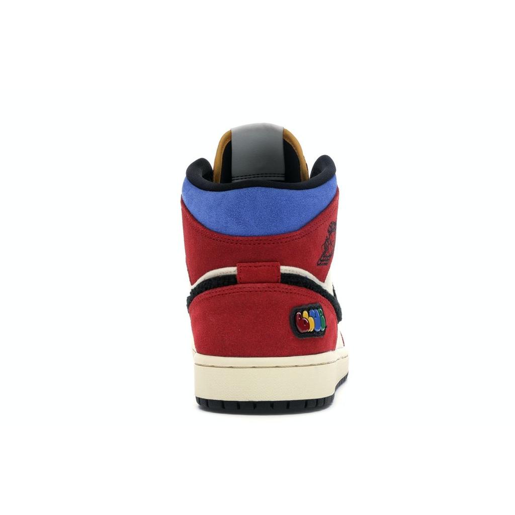 Blue The Great X Air Jordan 1 Mid Fearless Men Sneakers Multi-Color Muslin Varsity-Red CU2805-100