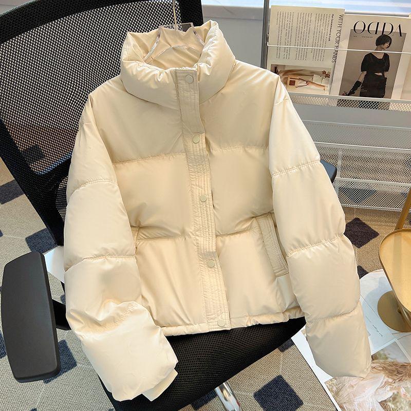 Women's Short Leather-Faced Cotton Jacket, 2025 Korean Style, Washable Loose-Fit, Thickened Fashion Design