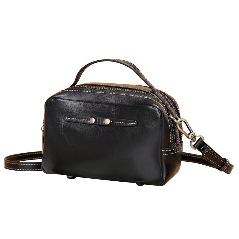 Vegetable Tanned Top Layer Cowhide Small Square Bag Mini Bag Retro Summer New Fashion Genuine Leather Women's Crossbody Bag