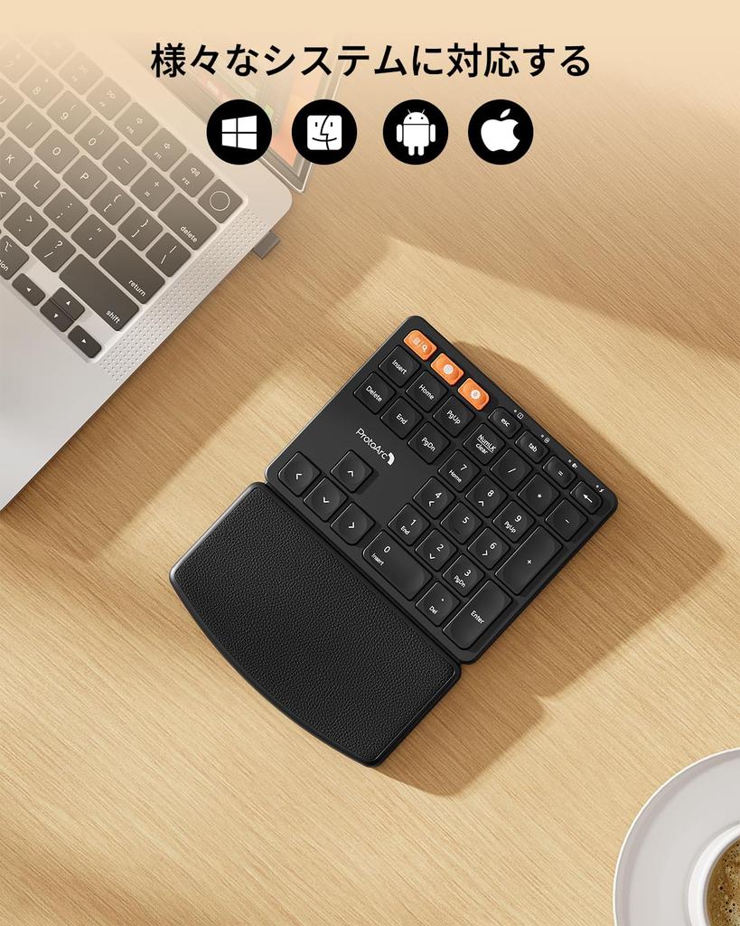 ProtoArc EK04 N Wireless Numeric Keypad with Integrated Wrist Dual Device 34 Compatible with and iOS Bluetooth/2.4GHz Connection, Rest, Connection,