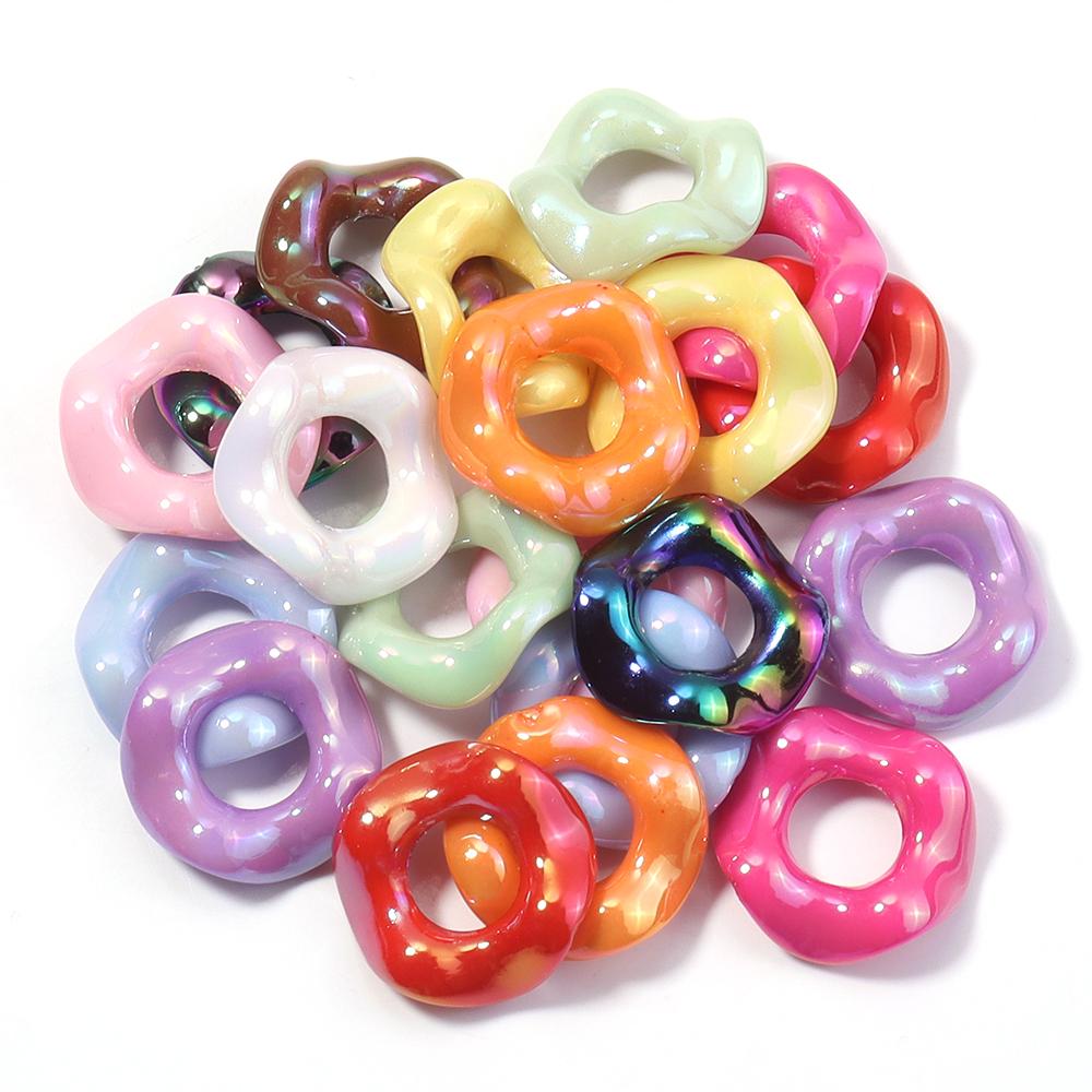

20pcs 16mm Candy Color Acrylic Beads Mixed Color Doughnut Loose Spacer Beads For Jewelry Making DIY Bracelets Necklace Keychain