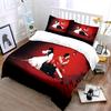Red and White Retro Artwork Bedding Duvet Cover Set Duvet Cover Pillowcases  (1*Duvet Cover 2*Pillowcases, without duvet insert)