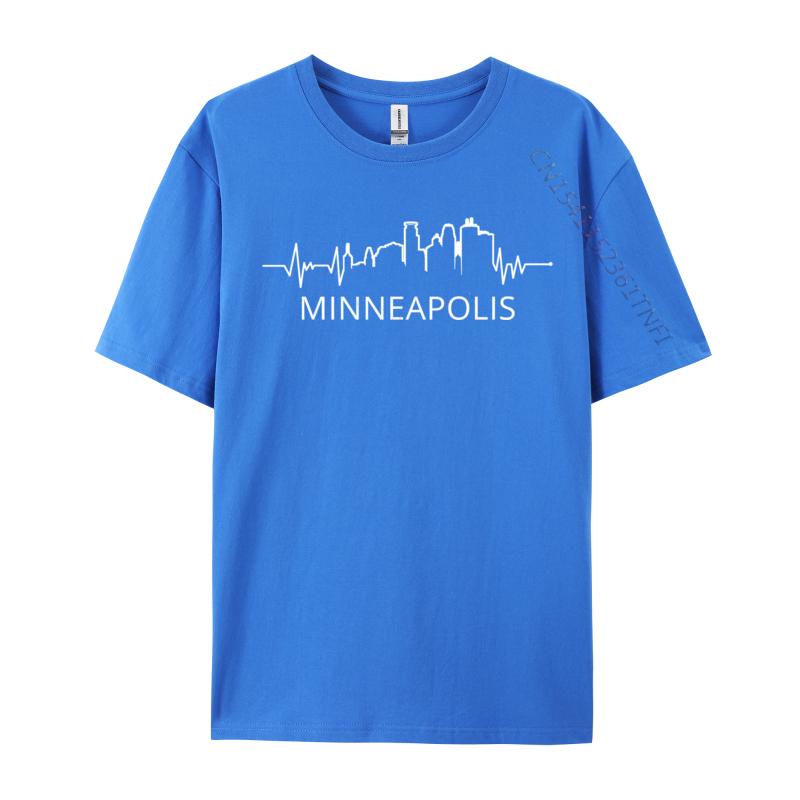 Minneapolis Mn Skyline Heartbeat Vintage Mpls Europe Tops Tees Prevalent Unique Cotton Unisex TShirts Printed On Top TShirts