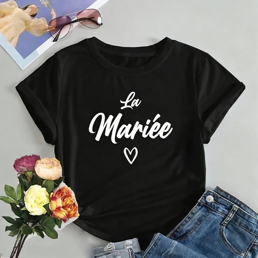 Wedding Queue Pattern Print Cotton Tshirt 2026 Summer New Style Casual and Comfortable for Both Unisex and Women