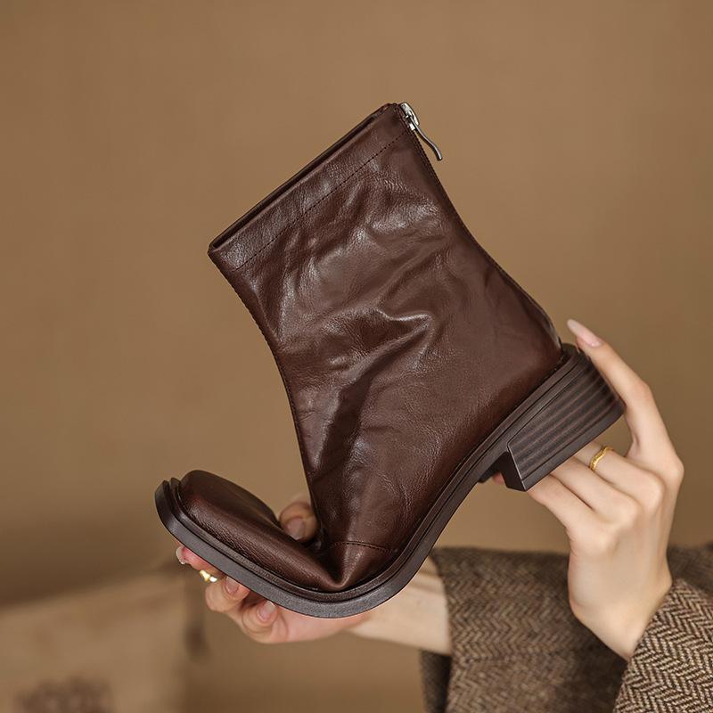 Short Boots Women's Autumn Single Boots Slim Boots 2026 New Black Square Toe Women's Boots