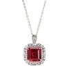 S925 Sterling Silver Cultured Ruby Necklace for Women, Full Diamond Bezel Setting, Elegant Daily Wear Gift.