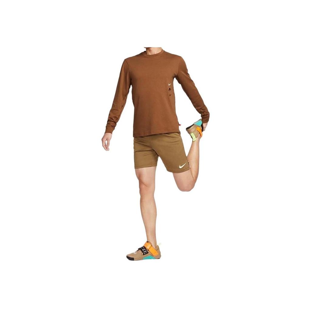 Nike Solid Color Quick-Dry Casual Sports Long Sleeve T-Shirt Men Tops Brown FZ6376-281