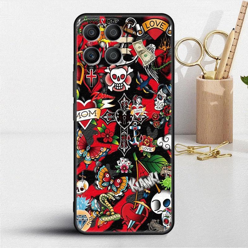 Retro Skull Butterfly Case For Honor X8 X8a 90 X9a 8X 70 50 20 Magic5 Pro 9X P60 P50 Black Soft Phone Funda