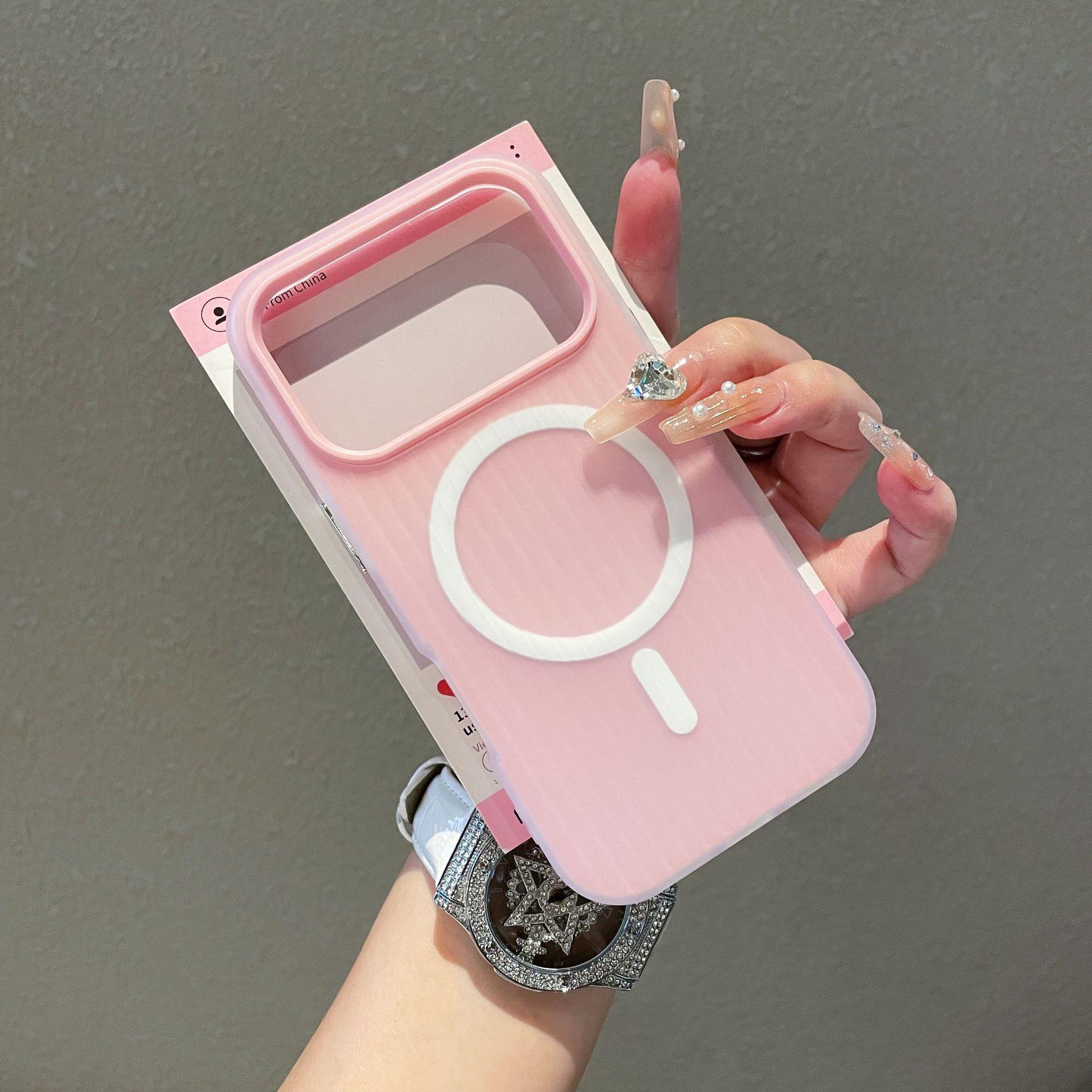 

Corrugated Jelly Magnetic Drop-proof Protective Phone Case for iPhone 17, 16, and 15 PM. iPhone 15 Pro Max розовый