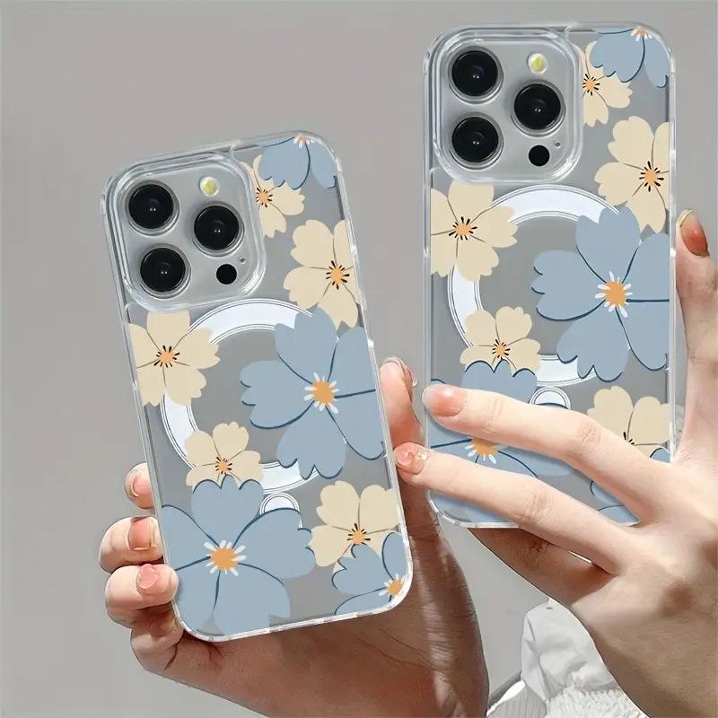 Magnetic Floral iPhone 17 Pro/6/15/13/12/11 Protective Case with Anti-Drop Design