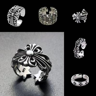 Rock Hip Hop Vintage Ring Hipster Exaggerated Crowe + Index Finger Ring Female Cross Engraved Ring